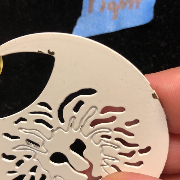 Vintage Rare Anne Klein Lion Head Logo Crescent Shaped Earrings - Picture 10 of 16